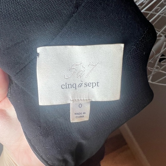 Cinq A Sept Black Ruched Bodycon Metallic Strap Plunge V Neck Cocktail Dress Sz0 - Picture 5 of 5